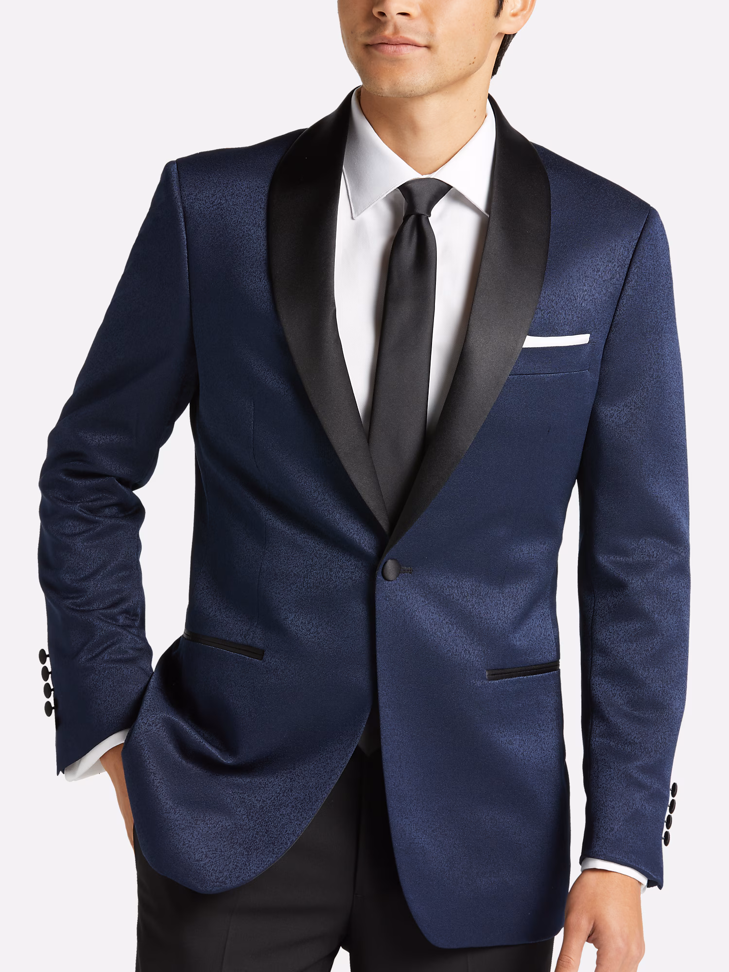 Egara Skinny Fit Suit Separates Pants Navy Jacquard