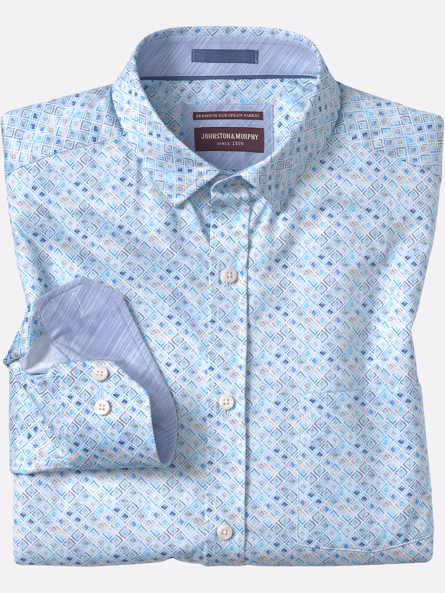 Wilke Rodriguez Modern Fit Spread Collar Stripe Dress Shirt Aqua