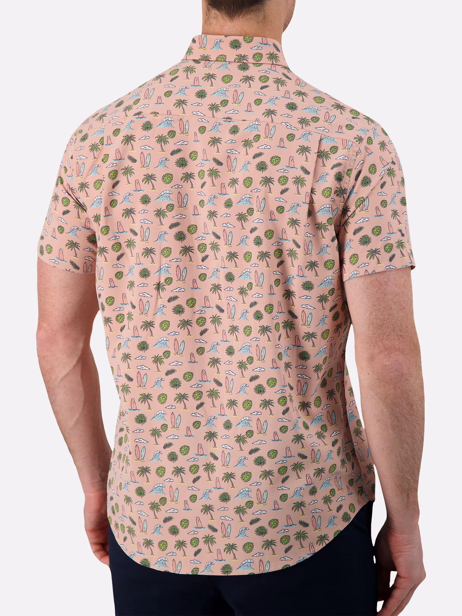 Joseph Abboud Modern Fit Palm Leaves Sport Shirt Rose
