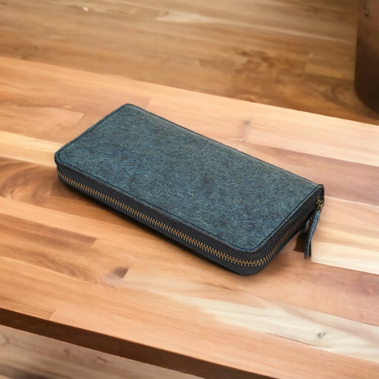 Coconut Leather Long Zip Wallet Dark Indigo