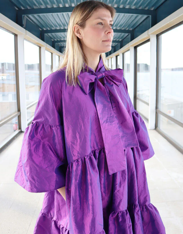 Lush Dress With Bow Collar Purple