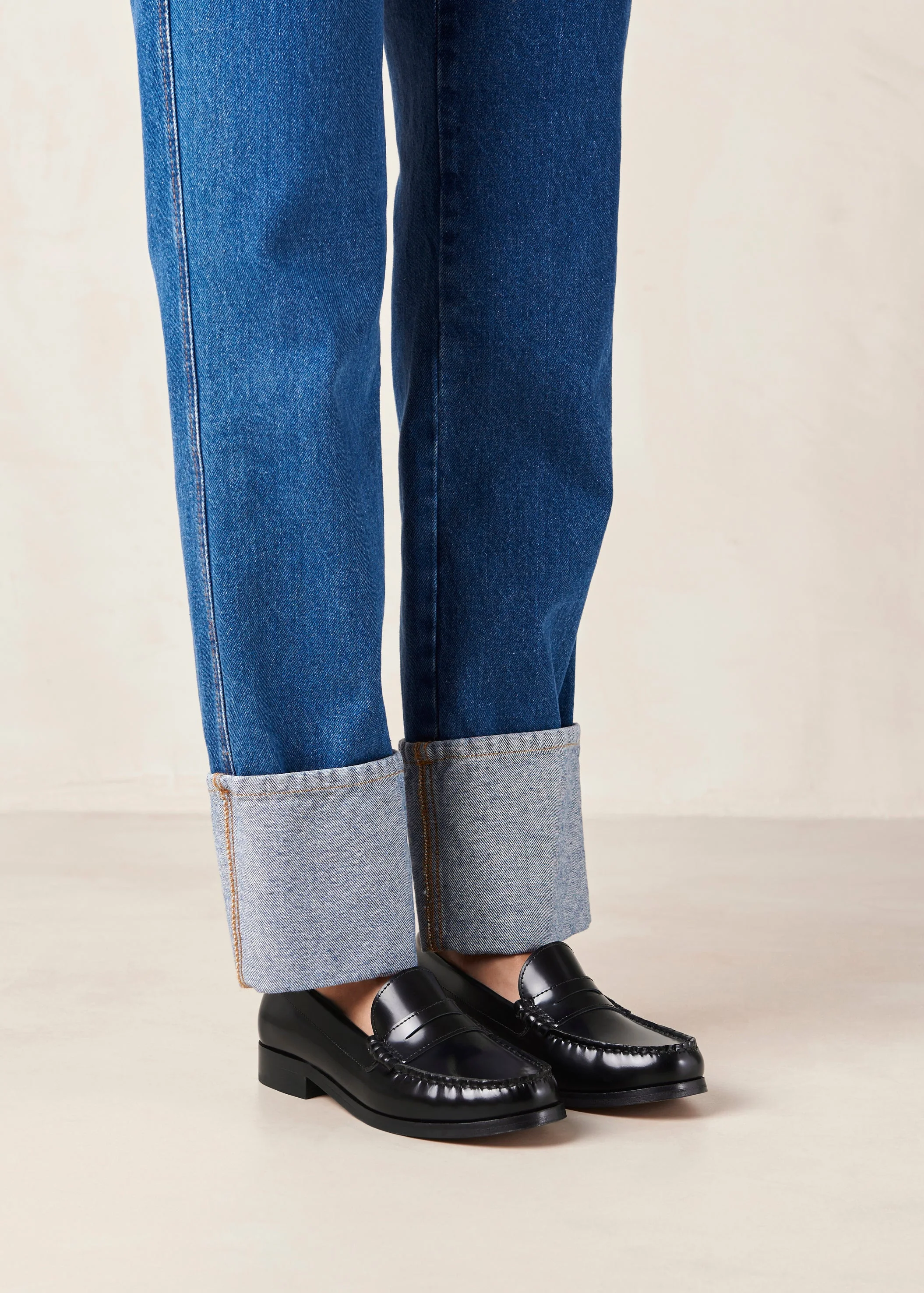 Rivet Leather Loafers Black