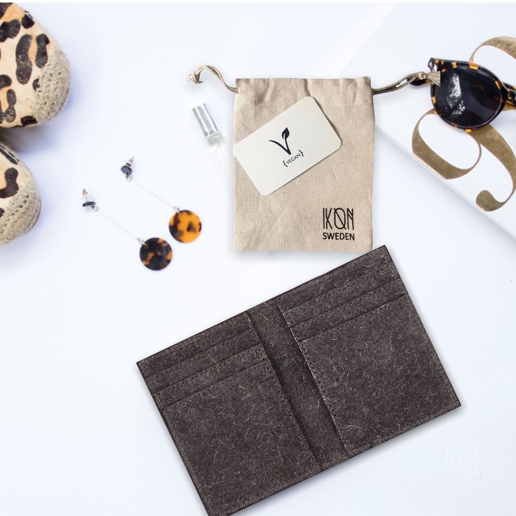 Coconut Leather BiFold Card Holder Dark Grey