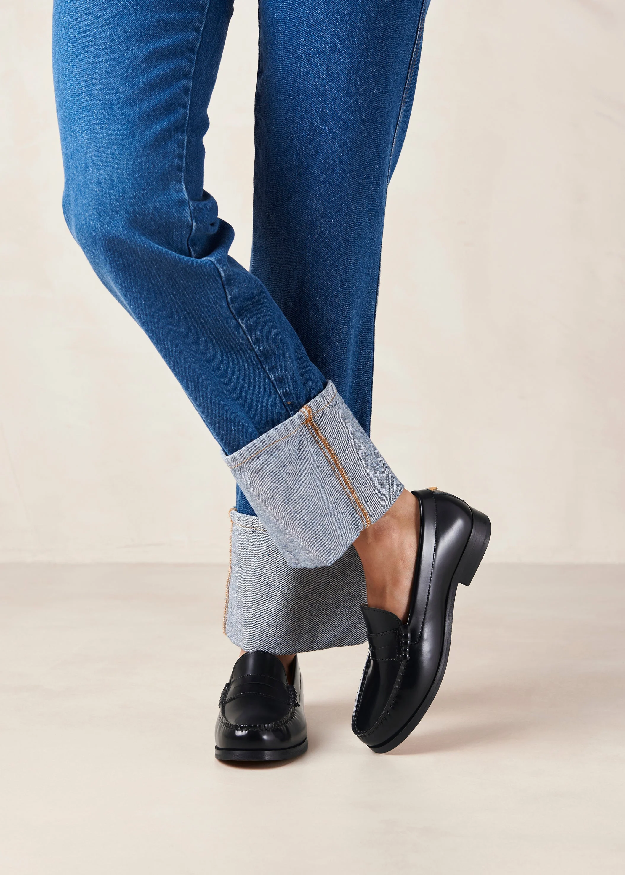 Rivet Leather Loafers Black