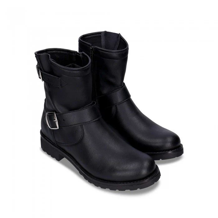 Odet Black Boot Ankle Biker Vegan