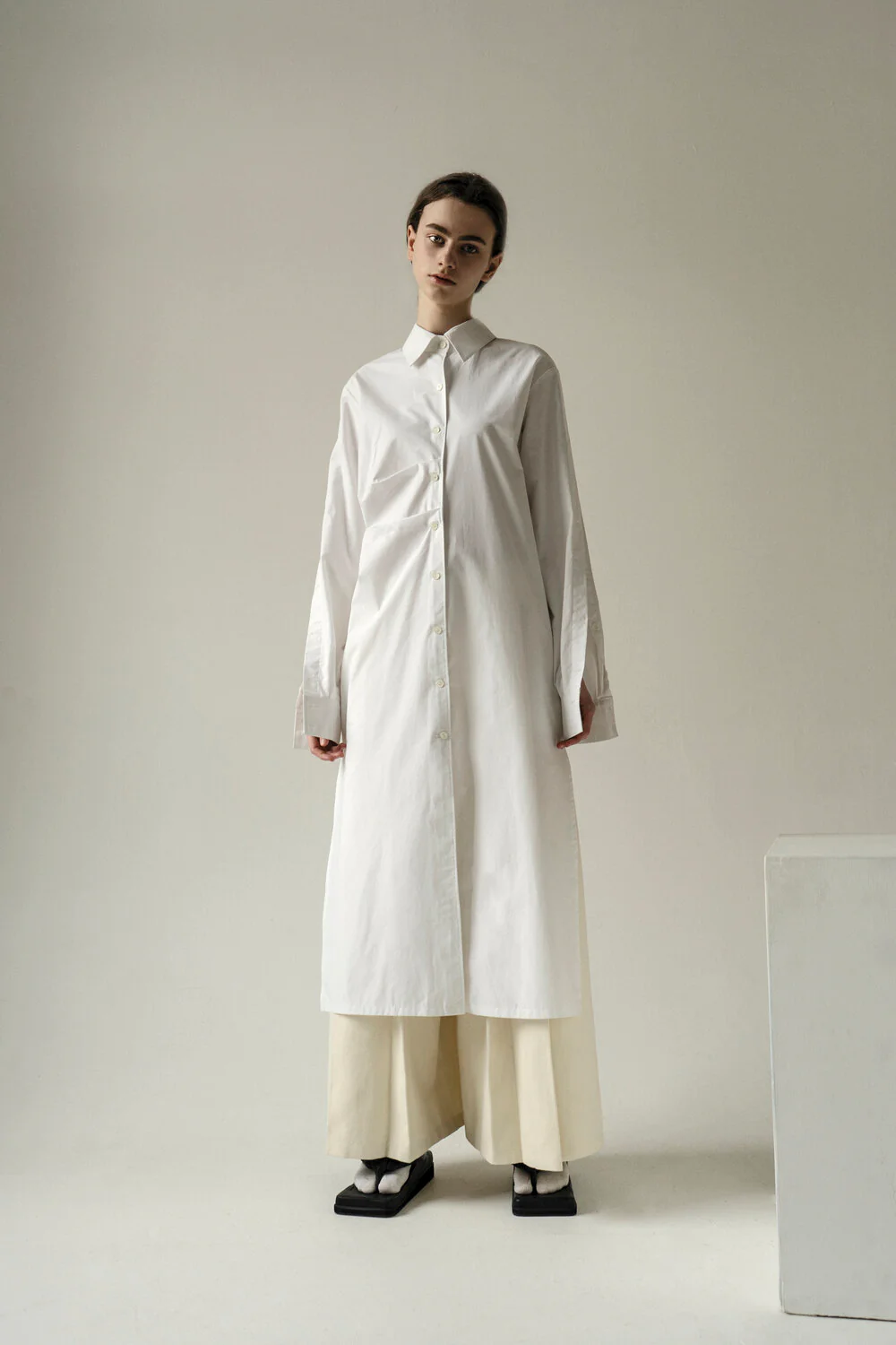 White Sleeves Button Tunic Shirt
