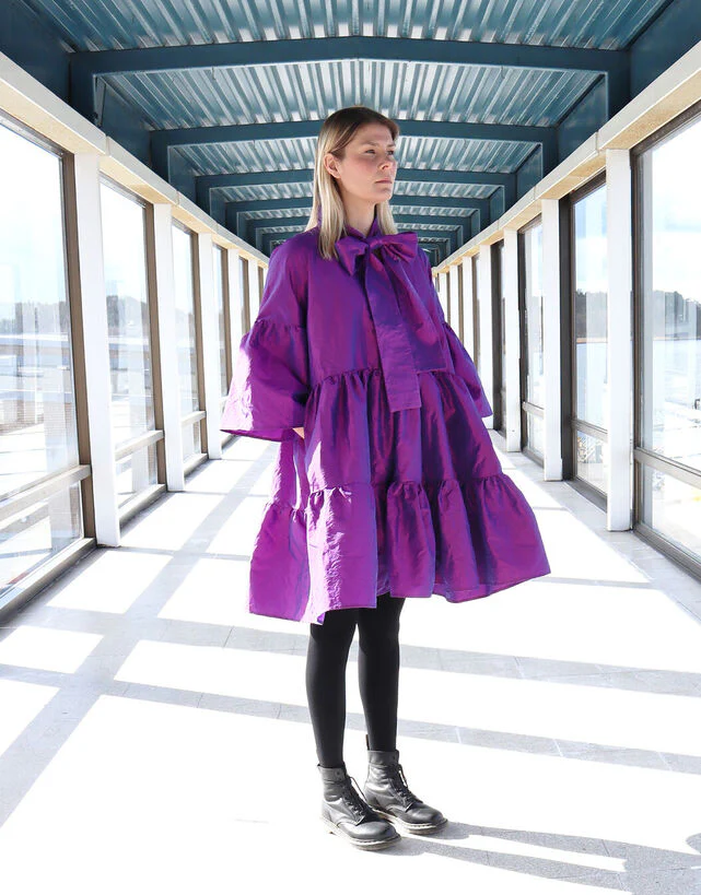 Lush Dress With Bow Collar Purple