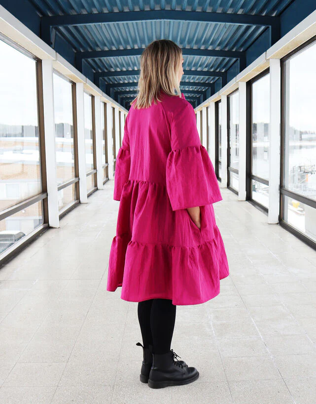 Lush Dress With Bow Collar Pink