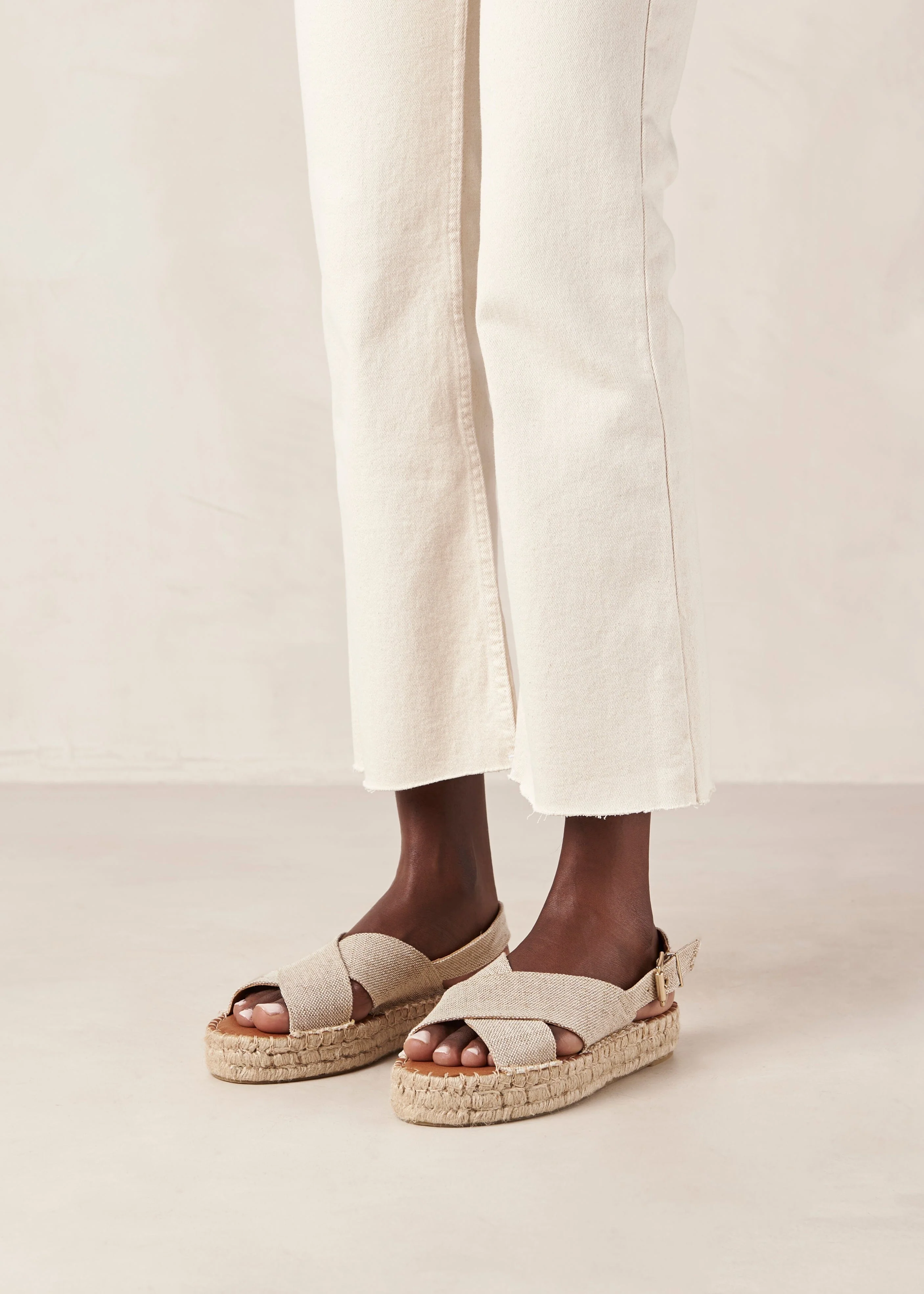 Crossed Espadrille Sandals Beige