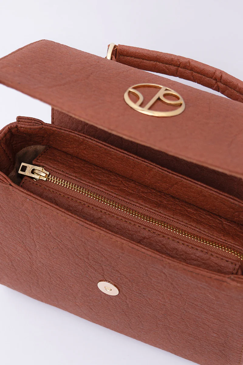 London LHR Piñatex® Saddle Bag Mocha