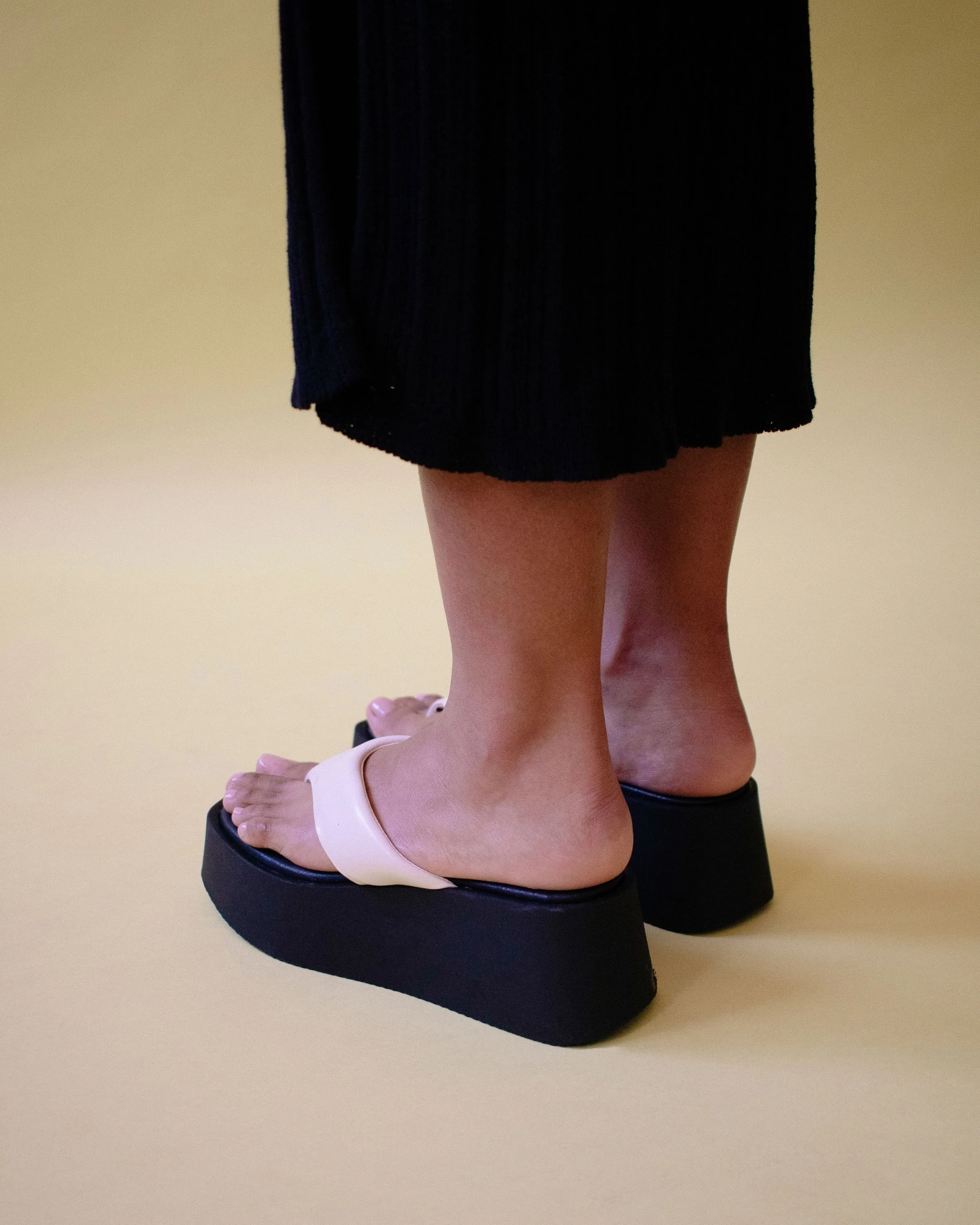 Pancake Vegan Leather Sandals Warm White