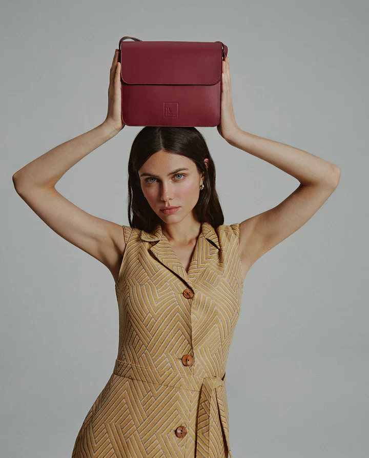 Square Shoulder Bag Burgundy