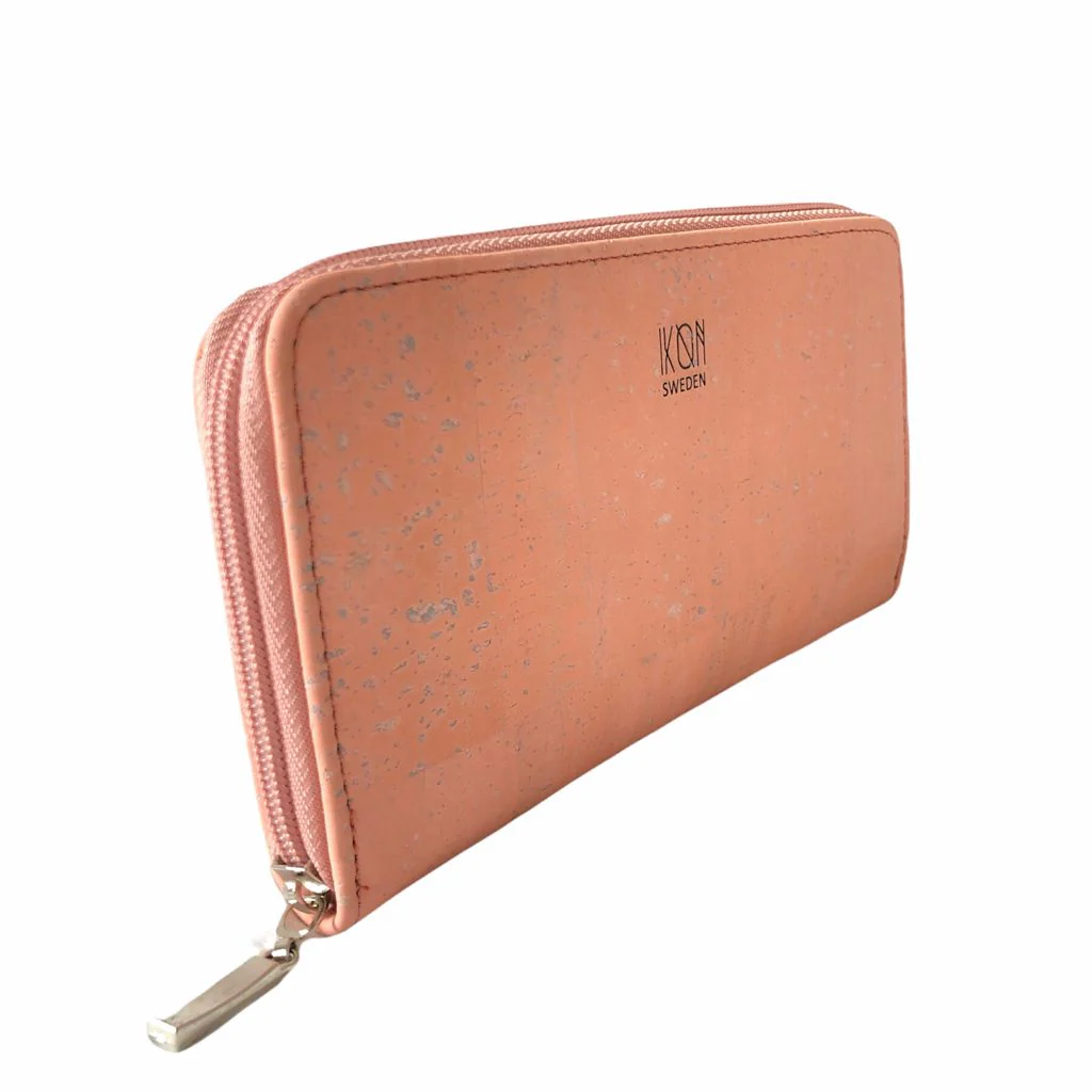 Cork Leather Zip Wallet Salmon