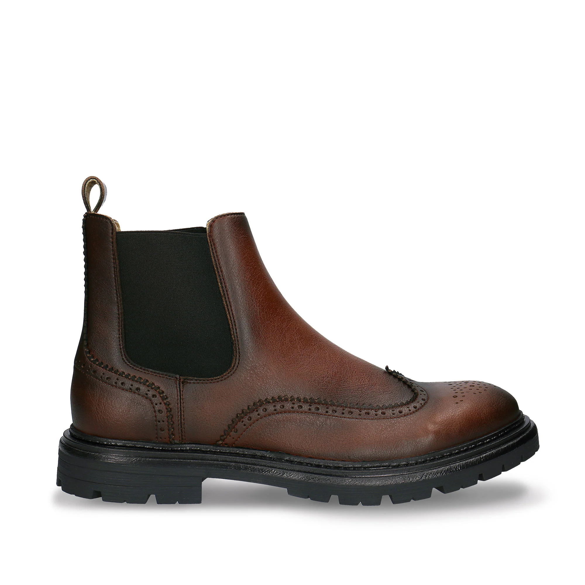 Casian Brown Vegan Chelsea Brogue Boots