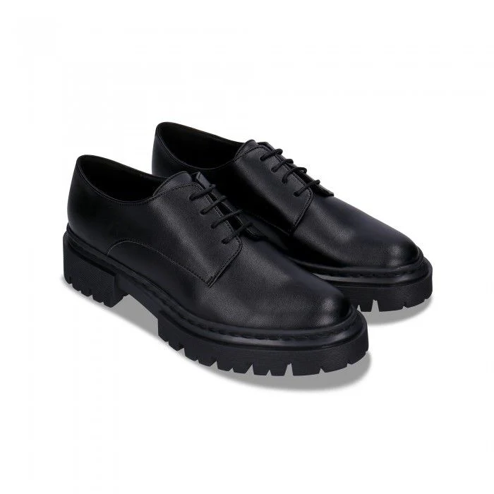 Megan Black Vegan Casual Derby Plain