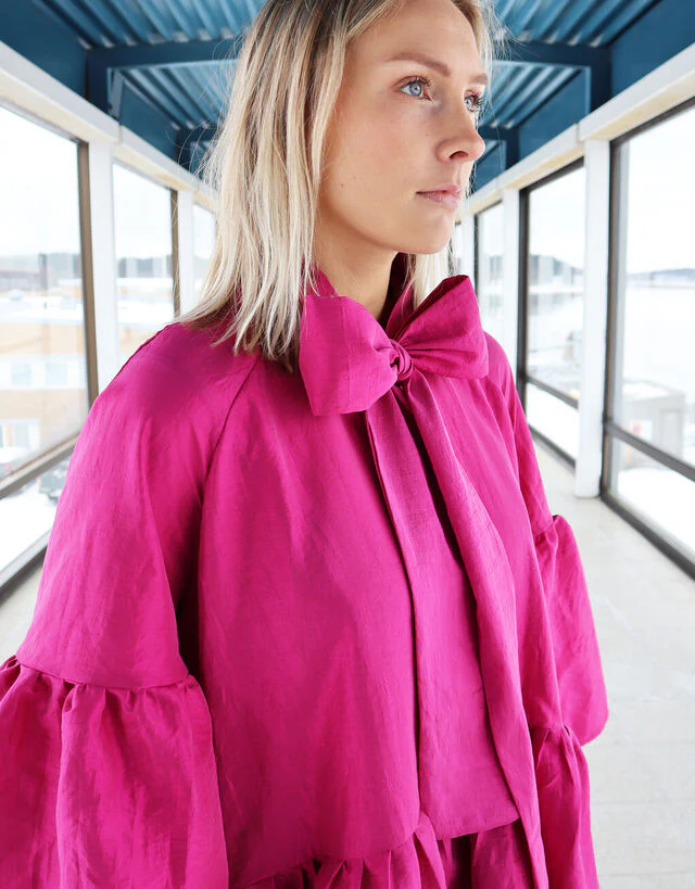 Lush Dress With Bow Collar Pink