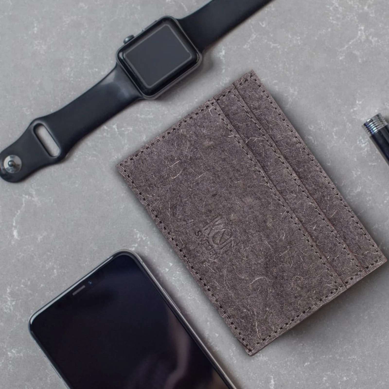 Coconut Leather Card Holder Dark Grey