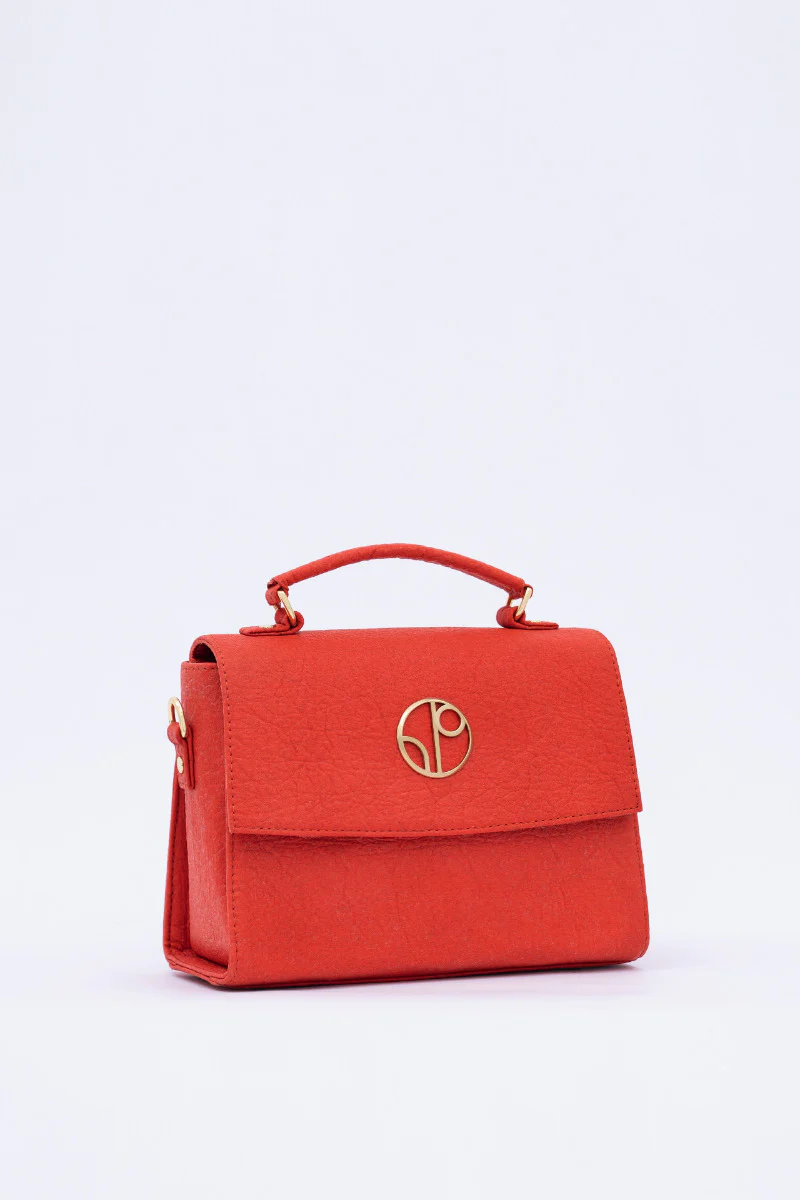 London LHR Piñatex® Saddle Bag Cherry