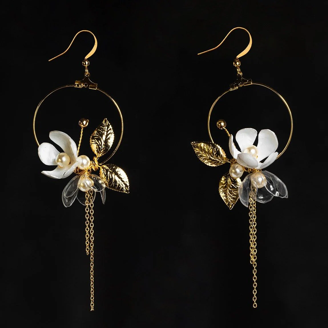 Delicate Floral Moon Earrings