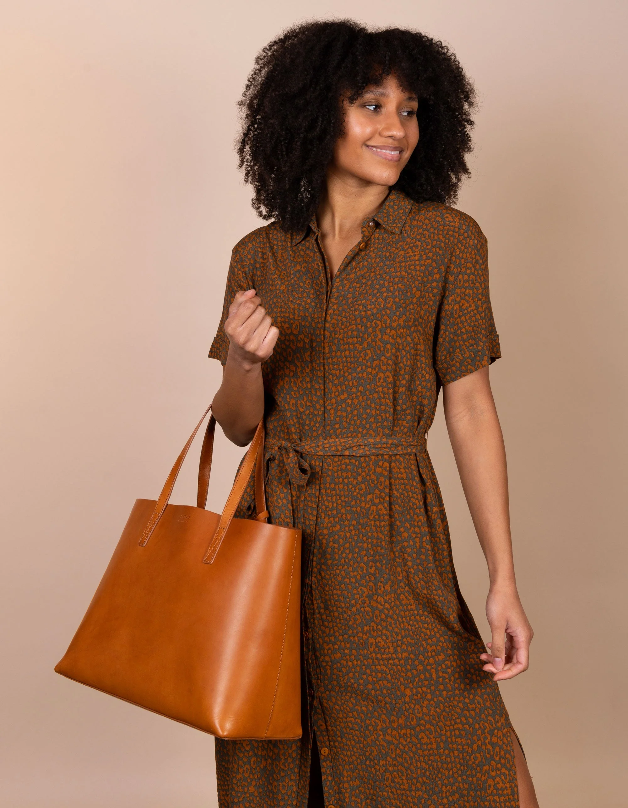 Sam Classic Leather Shopper Bag Cognac