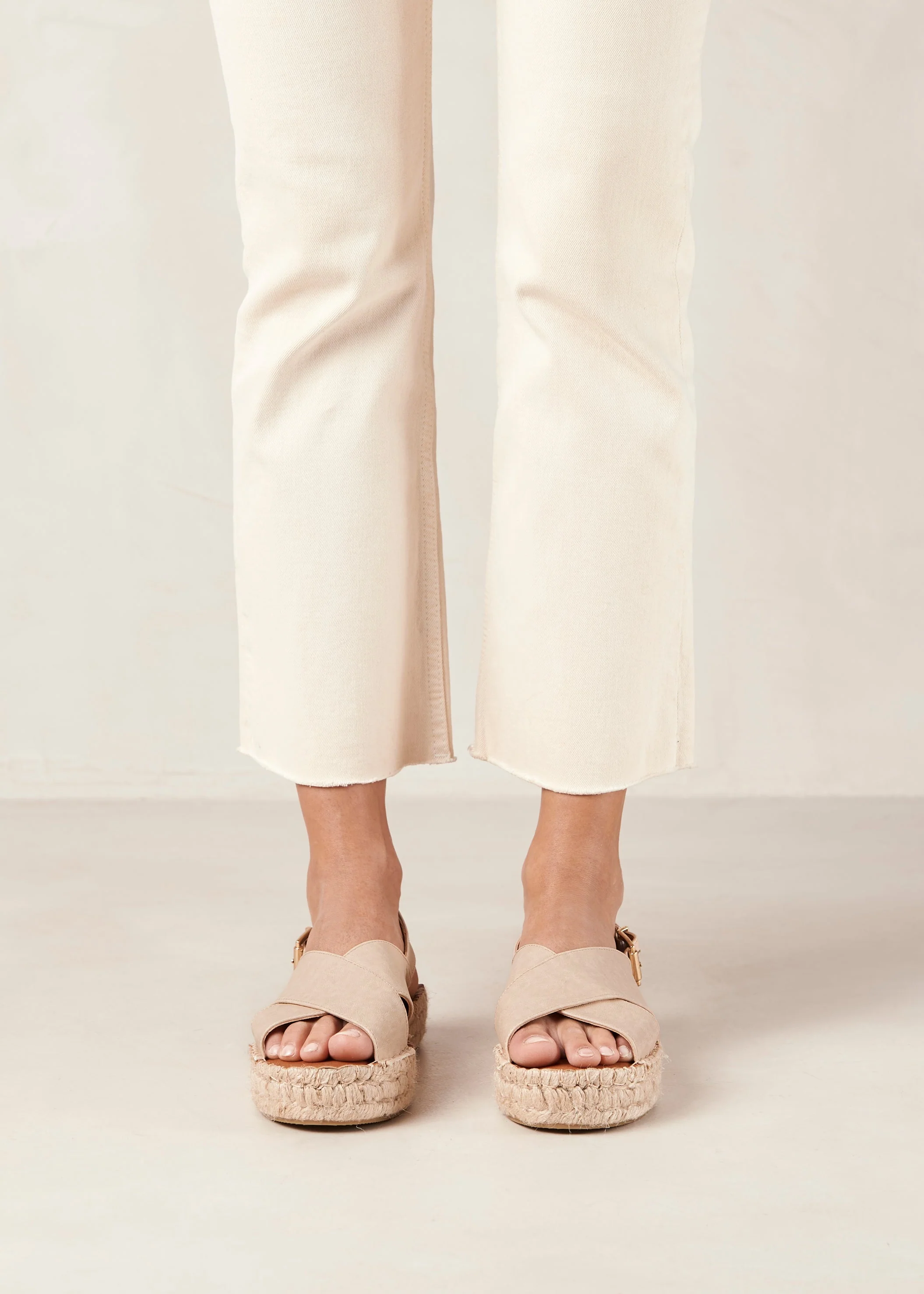 Crossed Espadrilles Cream White