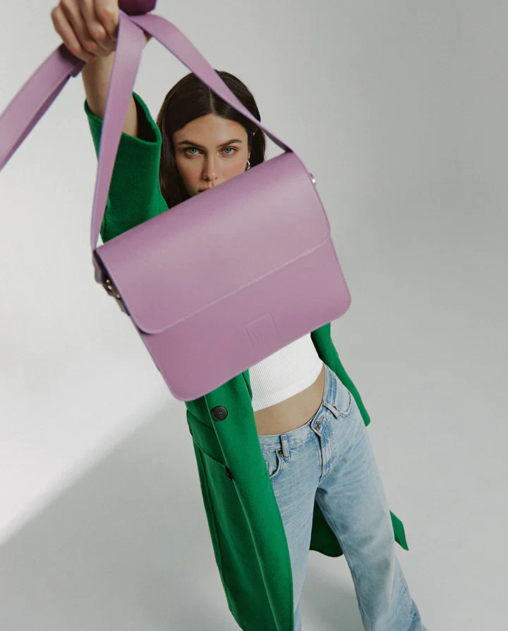 Squere Leather Shoulder Bag Malva