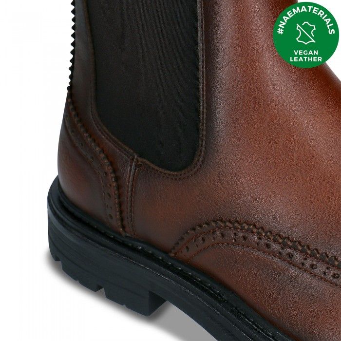 Casian Brown Vegan Chelsea Brogue Boots