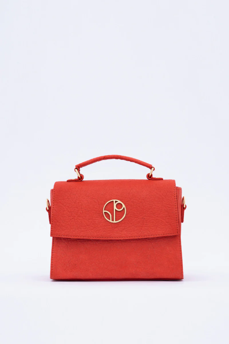 London LHR Piñatex® Saddle Bag Cherry