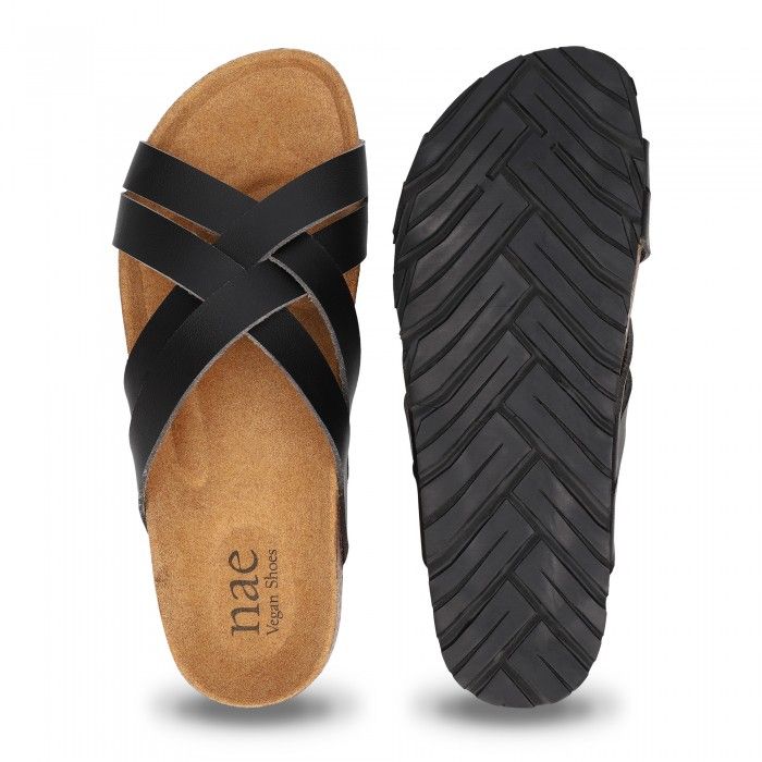Lilac Black Vegan Ergonomic Cushioned Sandals