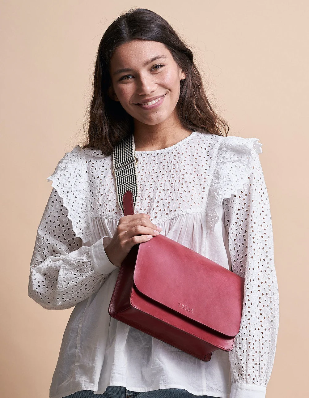 Audrey Ruby Checkered Classic Leather