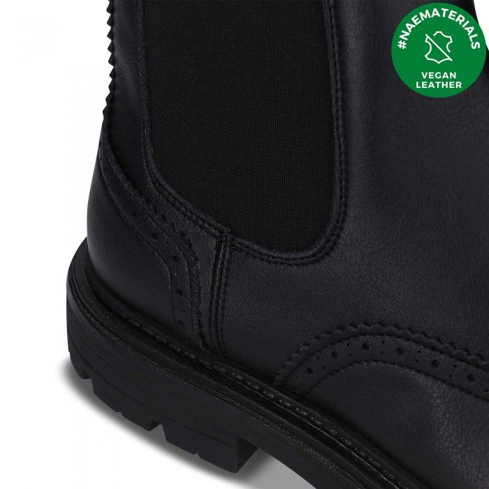 Casian Black Vegan Chelsea Boots Brogue