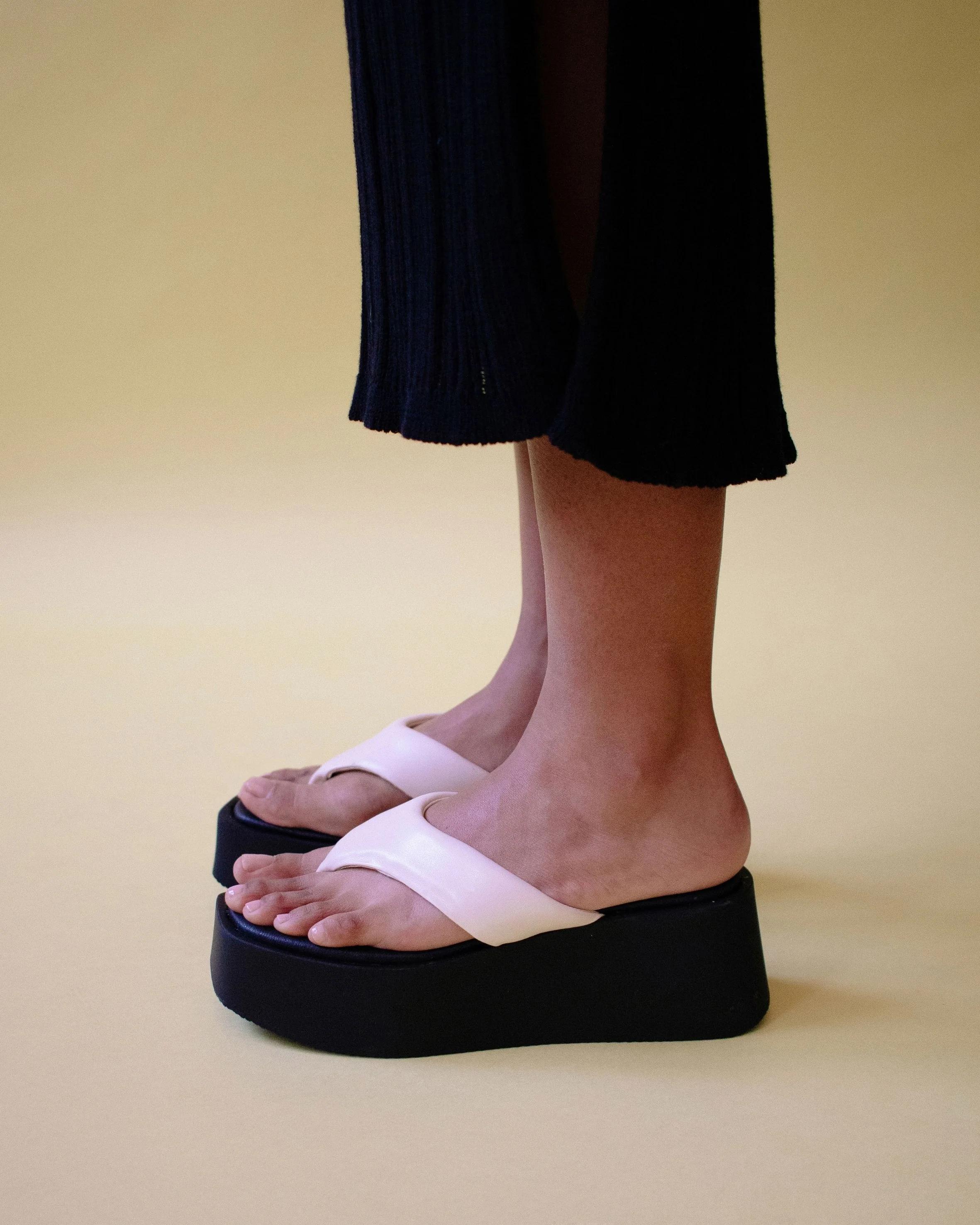 Pancake Vegan Leather Sandals Warm White