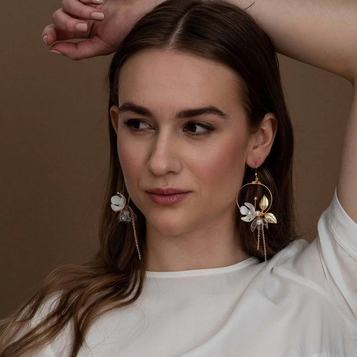 Delicate Floral Moon Earrings