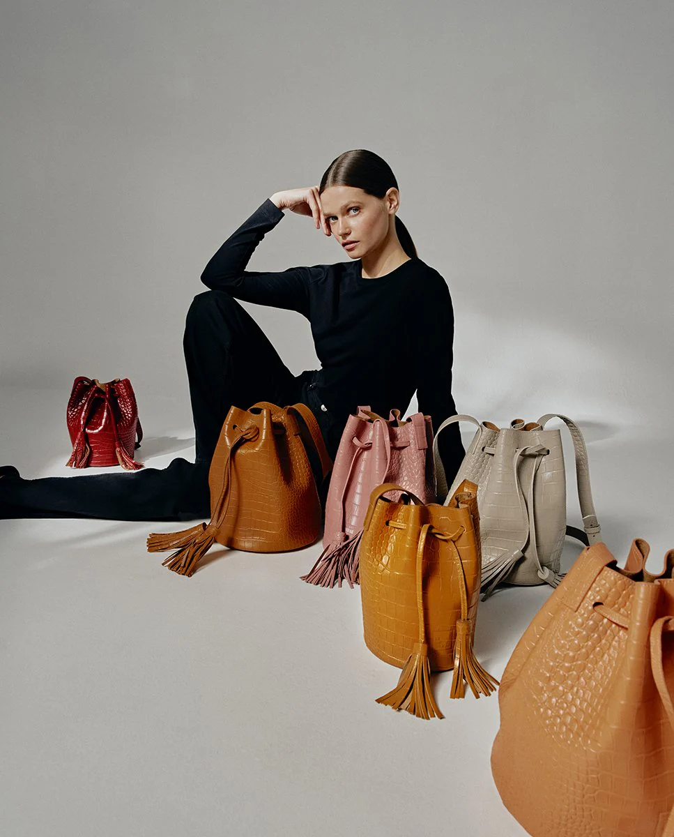 Leandra Bucket Bag Croco Soft Pink