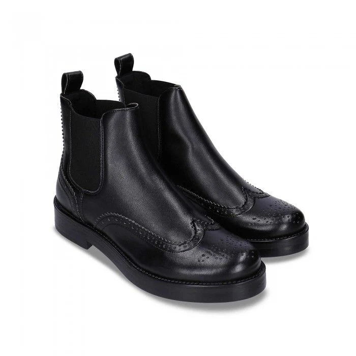Sisi Black Chelsea Boots Vegan Brogue