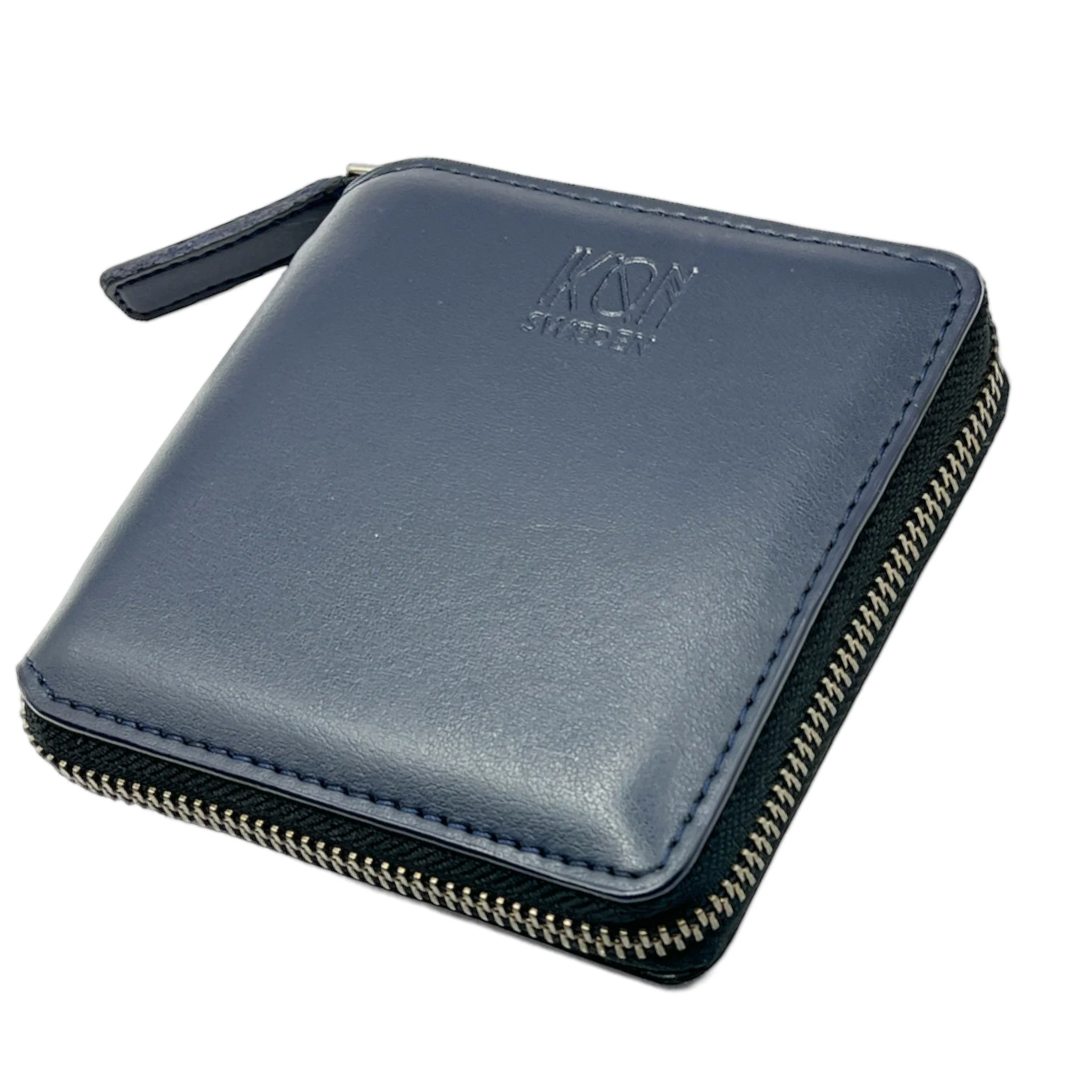 Kivik Apple Leather Small Zip Wallet Blue