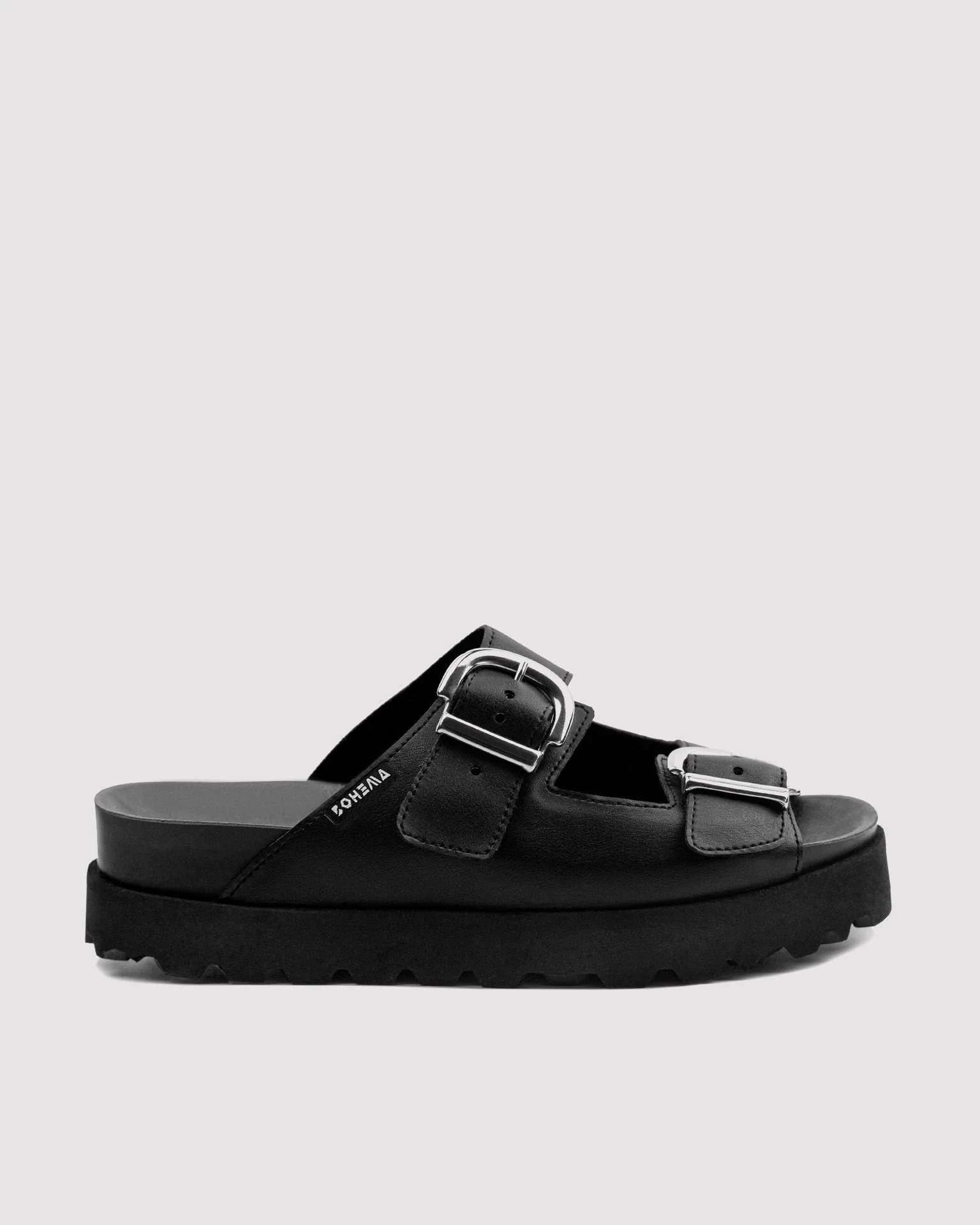 Buckle Slides Nopal Cactus Leather Desserto® Black
