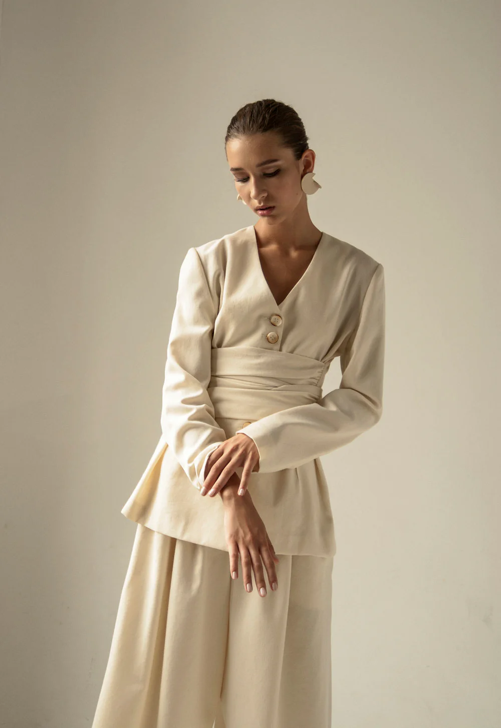 Cream Wool Knot Suit