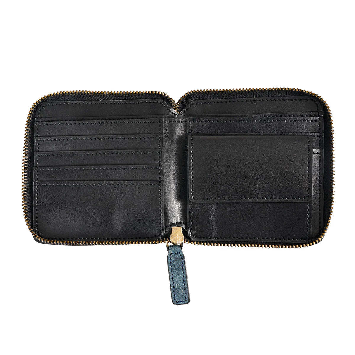 Coconut Leather Small Zip Wallet Dark Indigo