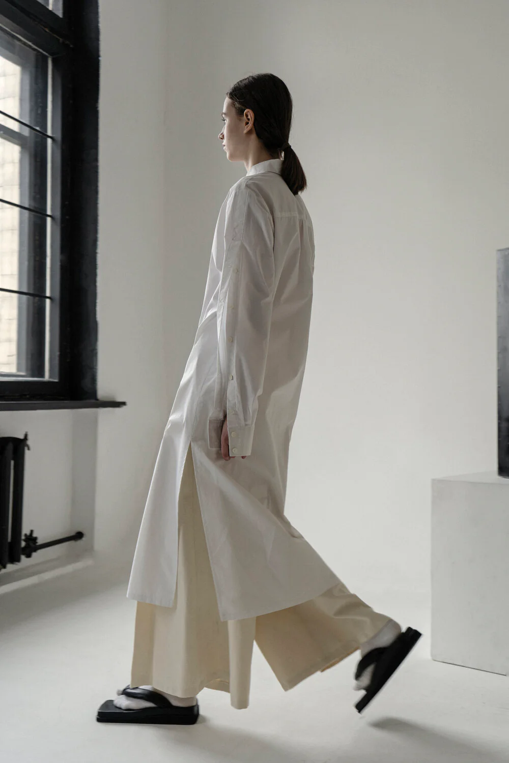 White Sleeves Button Tunic Shirt