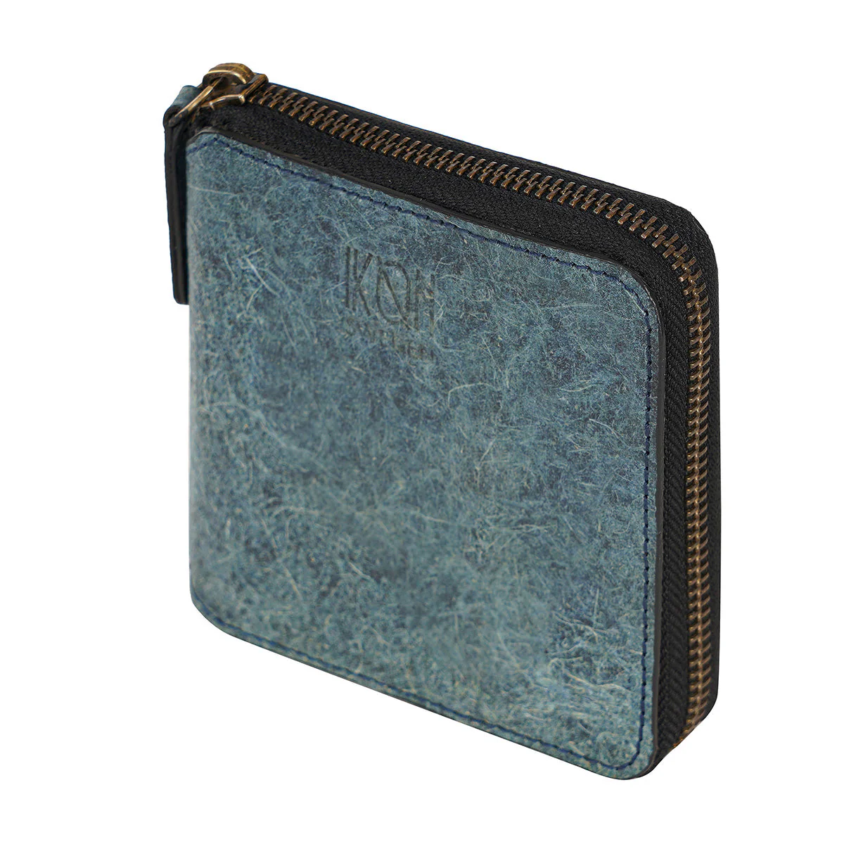 Coconut Leather Small Zip Wallet Dark Indigo