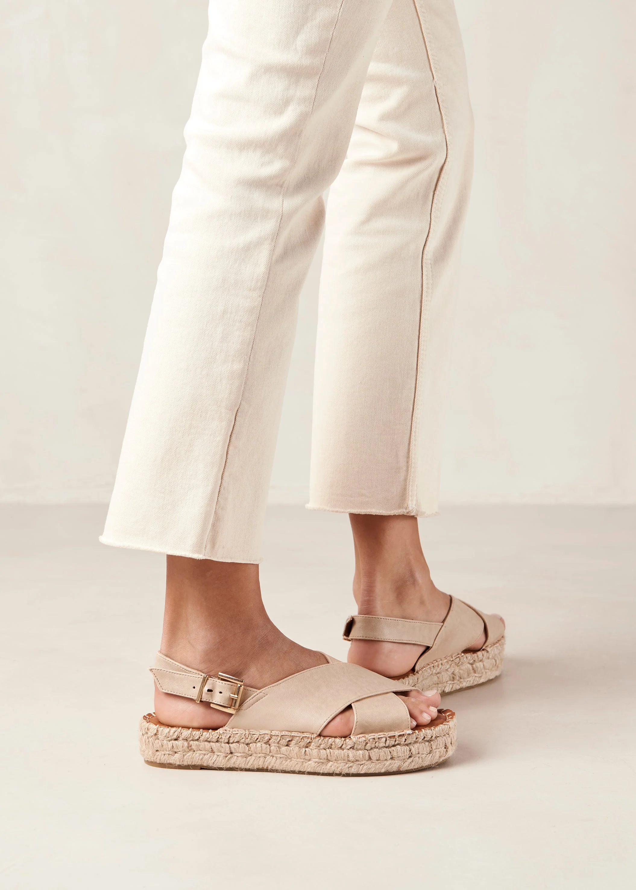 Crossed Espadrilles Cream White