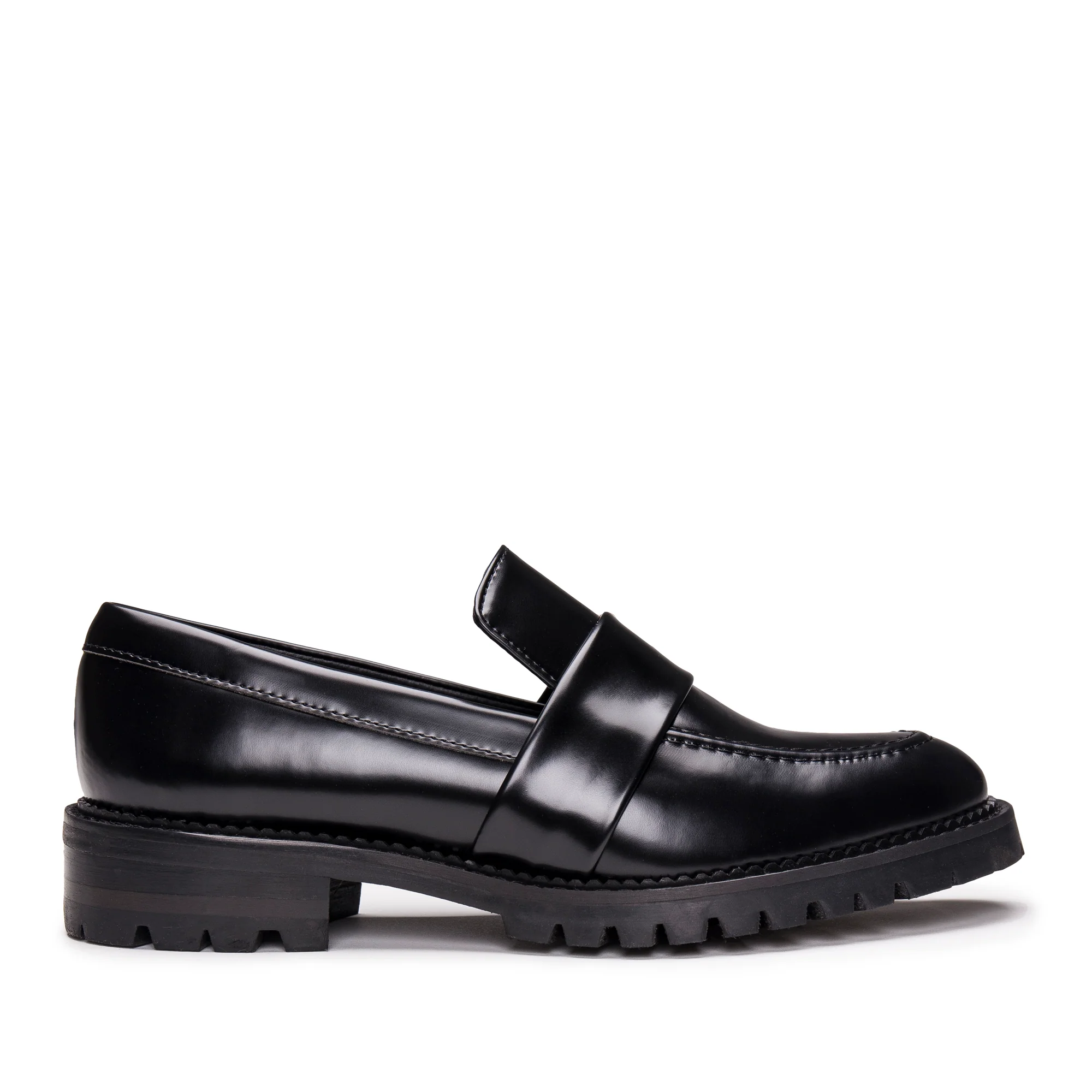 Elena Black Vegan Loafer Chunky Sole