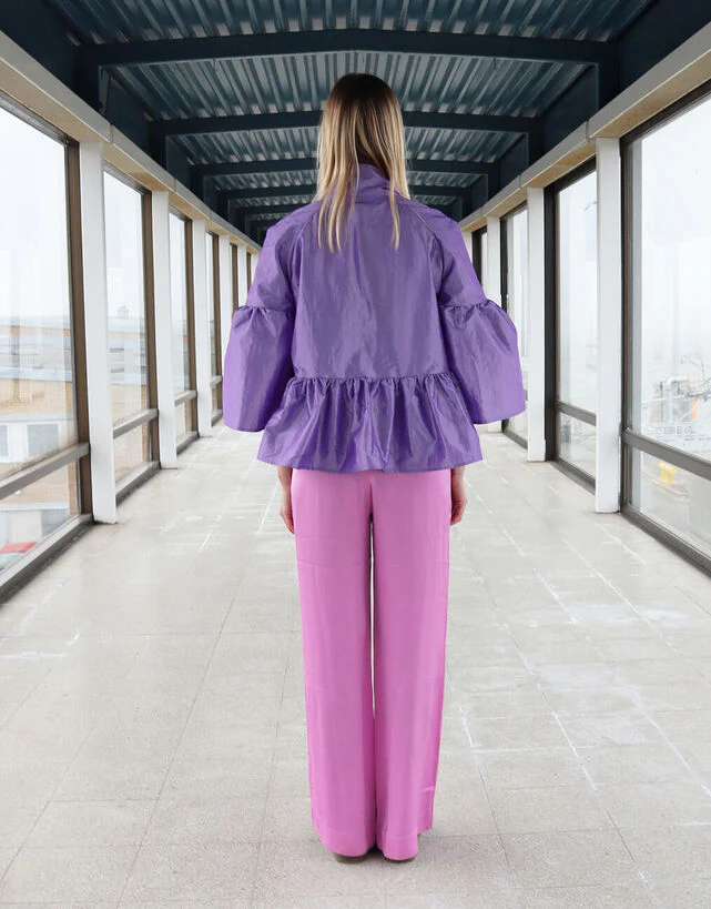 Lush Shirt Bow Collar Lavender