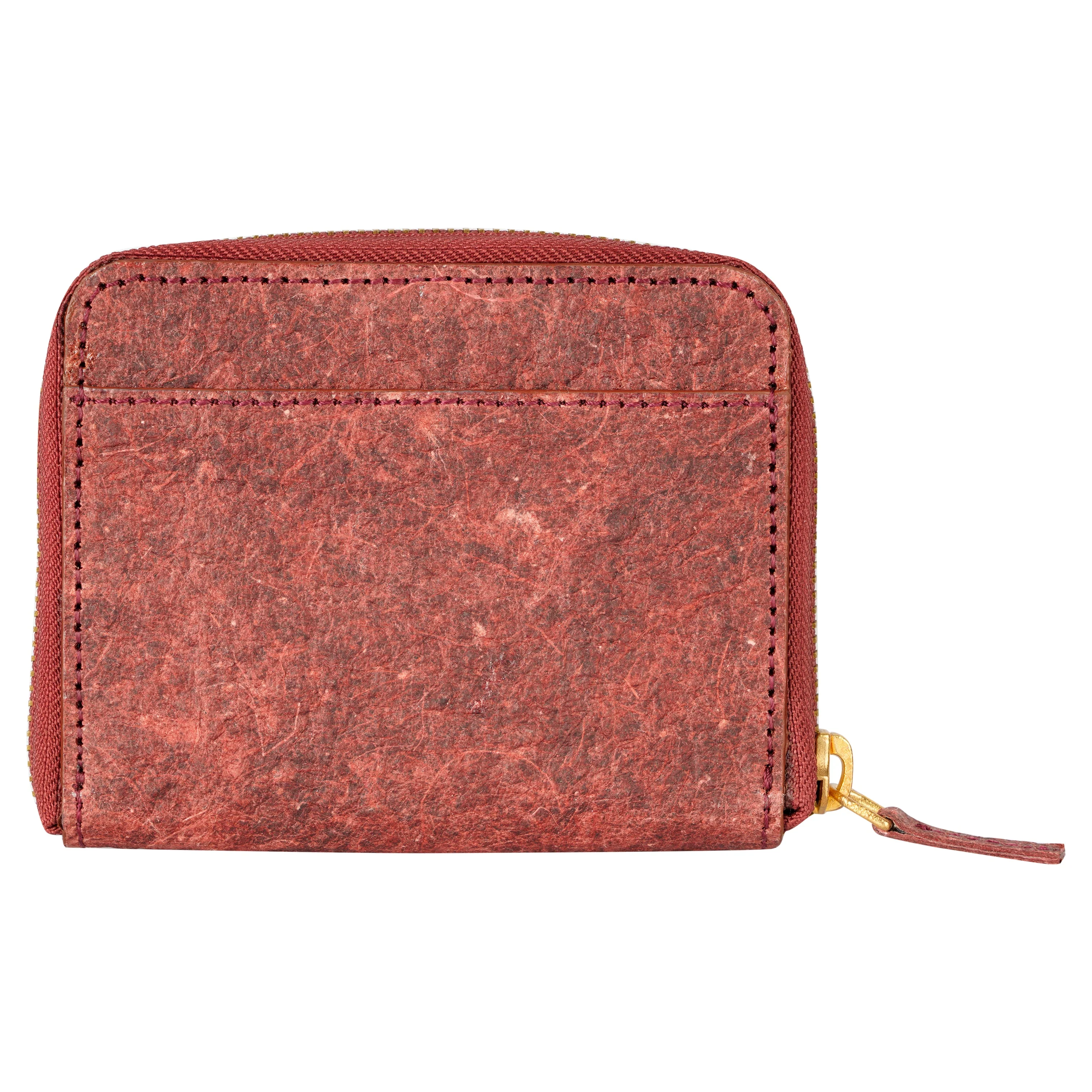 Coconut Leather Zip Wallet Wine Red
