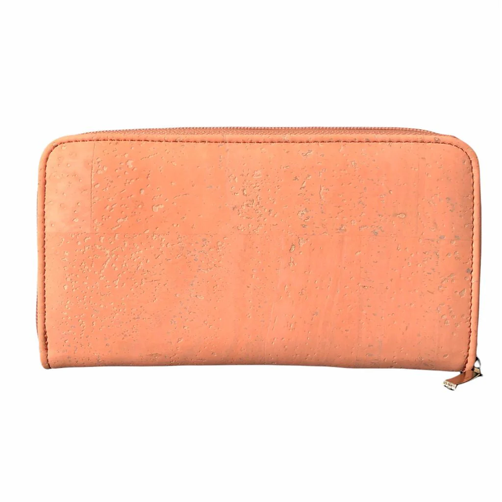Cork Leather Zip Wallet Salmon