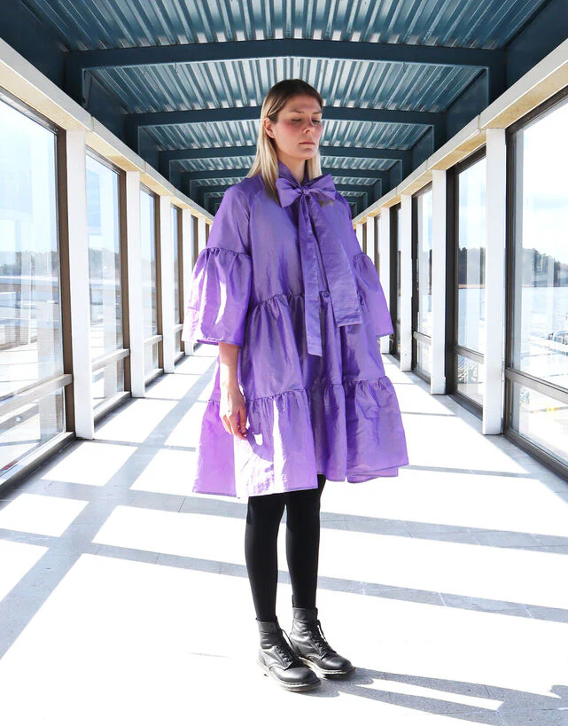 Lush Dress With Bow Collar Lavender