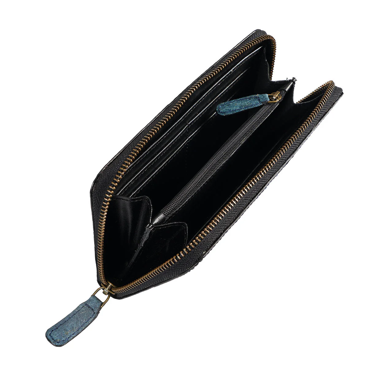 Coconut Leather Long Zip Wallet Dark Indigo