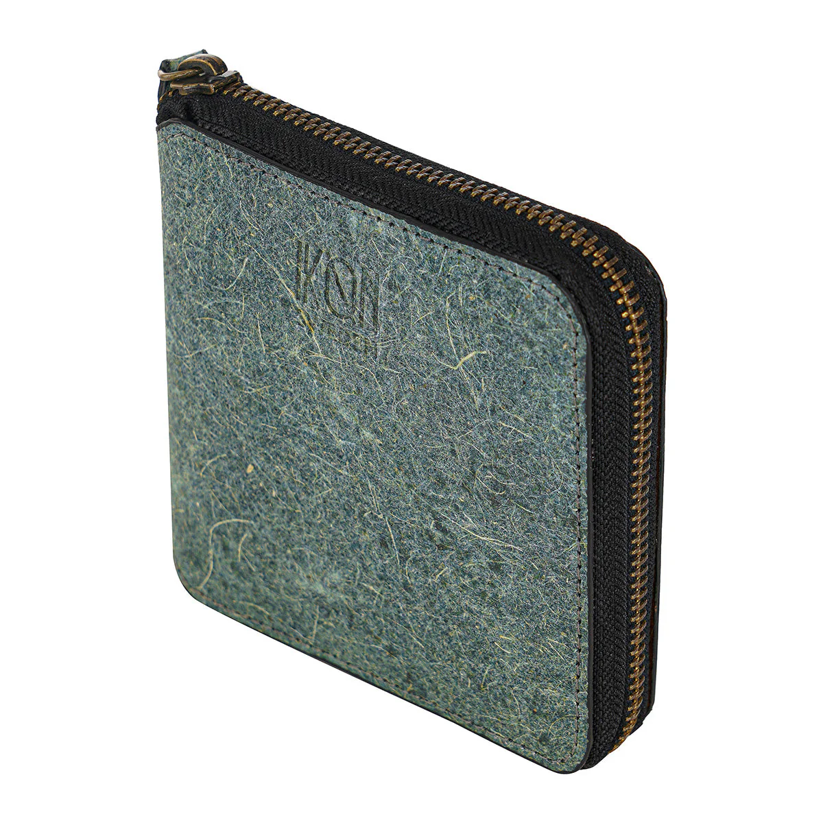 Coconut Leather Small Zip Wallet Ocean Green
