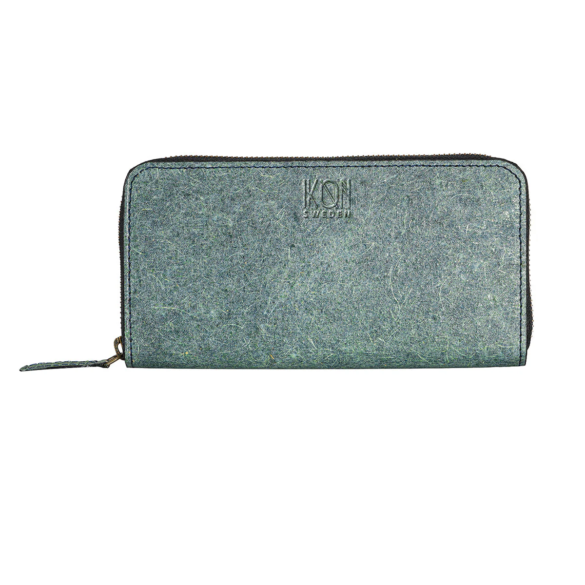 Coconut Leather Long Zip Wallet Ocean Green